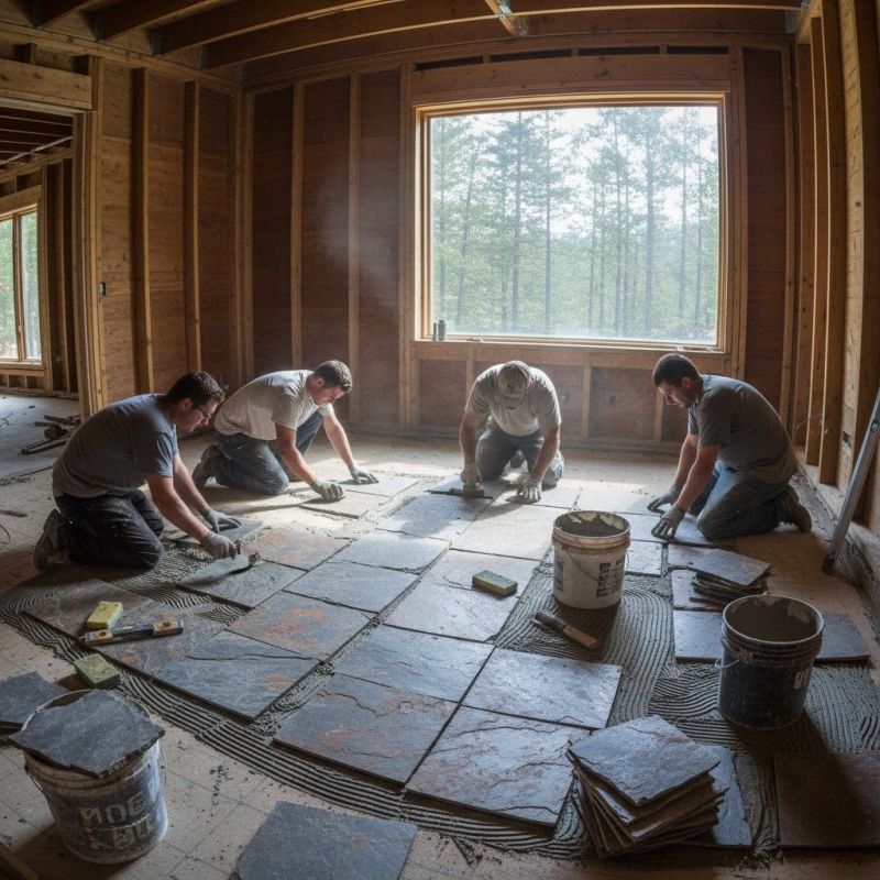 Slate Tile Floor Installation